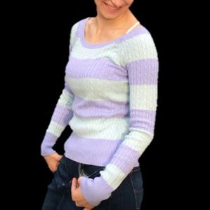 Aeropostale mint and periwinkle striped sweater